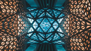 Golden and blue geometrical shapes